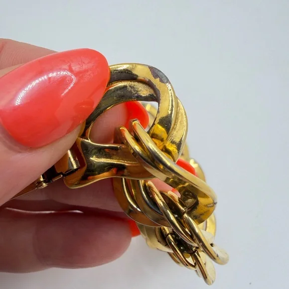 7" Vintage Monet Gold Tone double Twisted Link Bracelet w/ fold over clasp! - Picture 6 of 16
